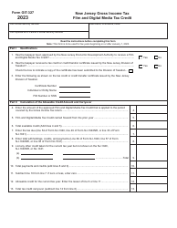 Form GIT-327 Film and Digital Media Tax Credit - New Jersey Gross Income Tax - New Jersey