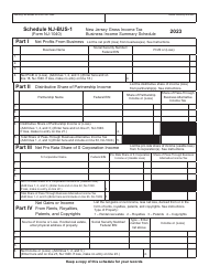Document preview: Form NJ-1040 Schedule NJ-BUS-1 Business Income Summary Schedule - New Jersey Gross Income Tax - New Jersey, 2023