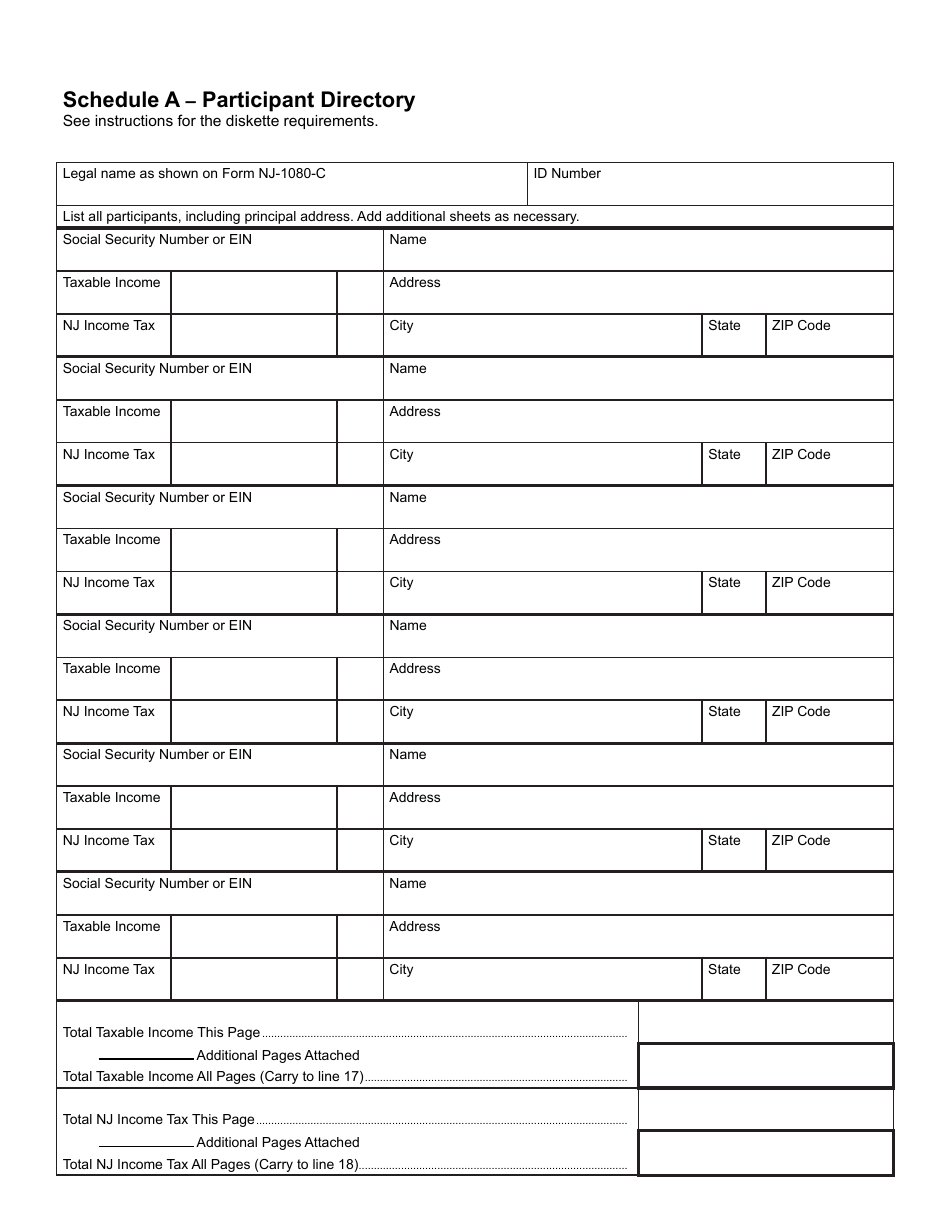 Form NJ-1080-C New Jersey Income Tax Nonresident Composite Return - New Jersey, Page 2