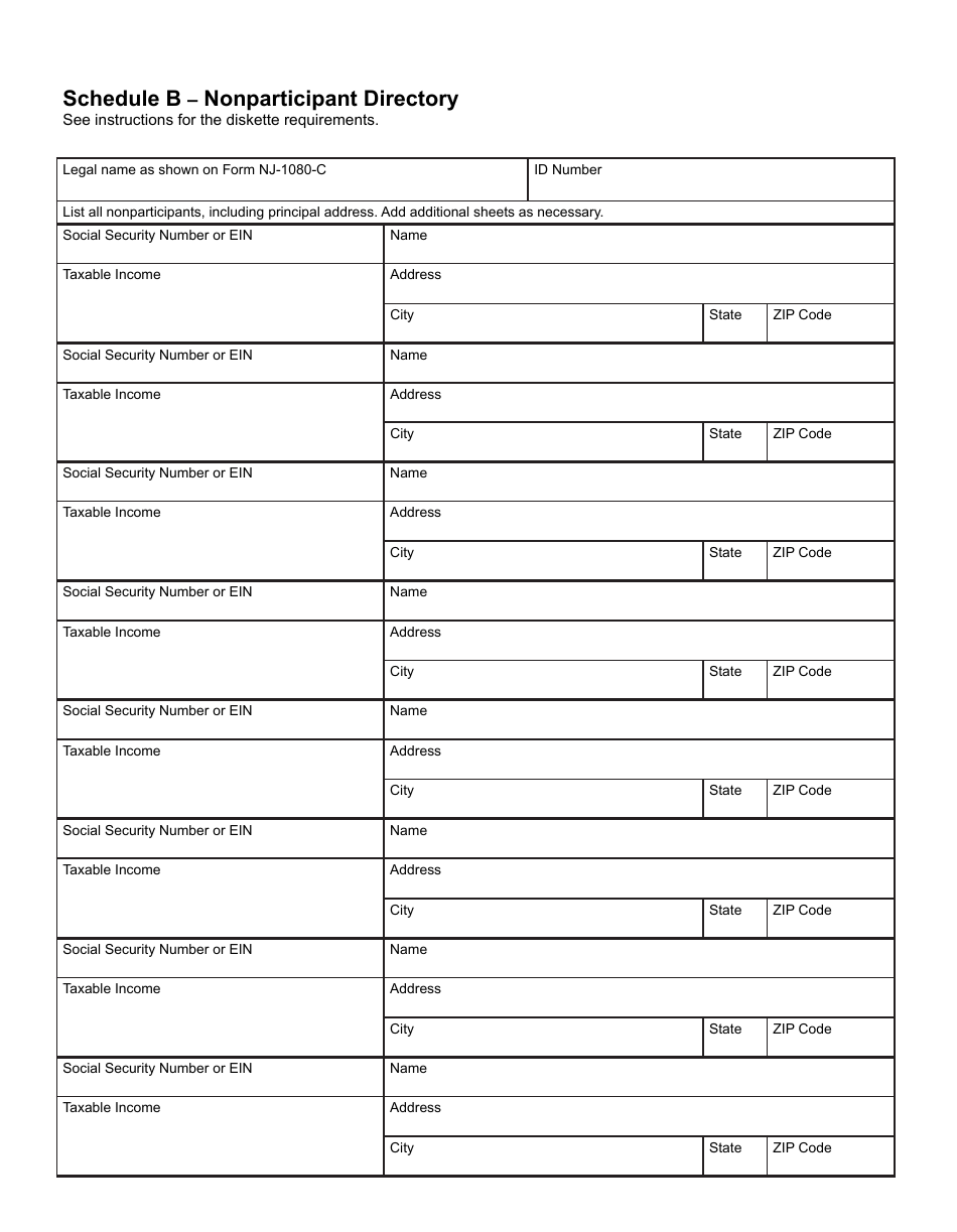 Form NJ-1080-C New Jersey Income Tax Nonresident Composite Return - New Jersey, Page 3