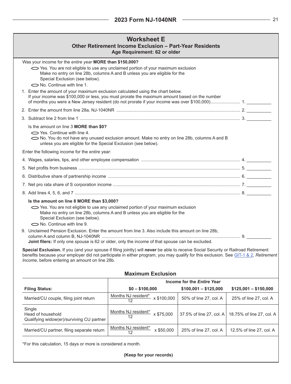 Instructions for Form NJ-1040NR New Jersey Nonresident Income Tax Return - New Jersey, Page 21