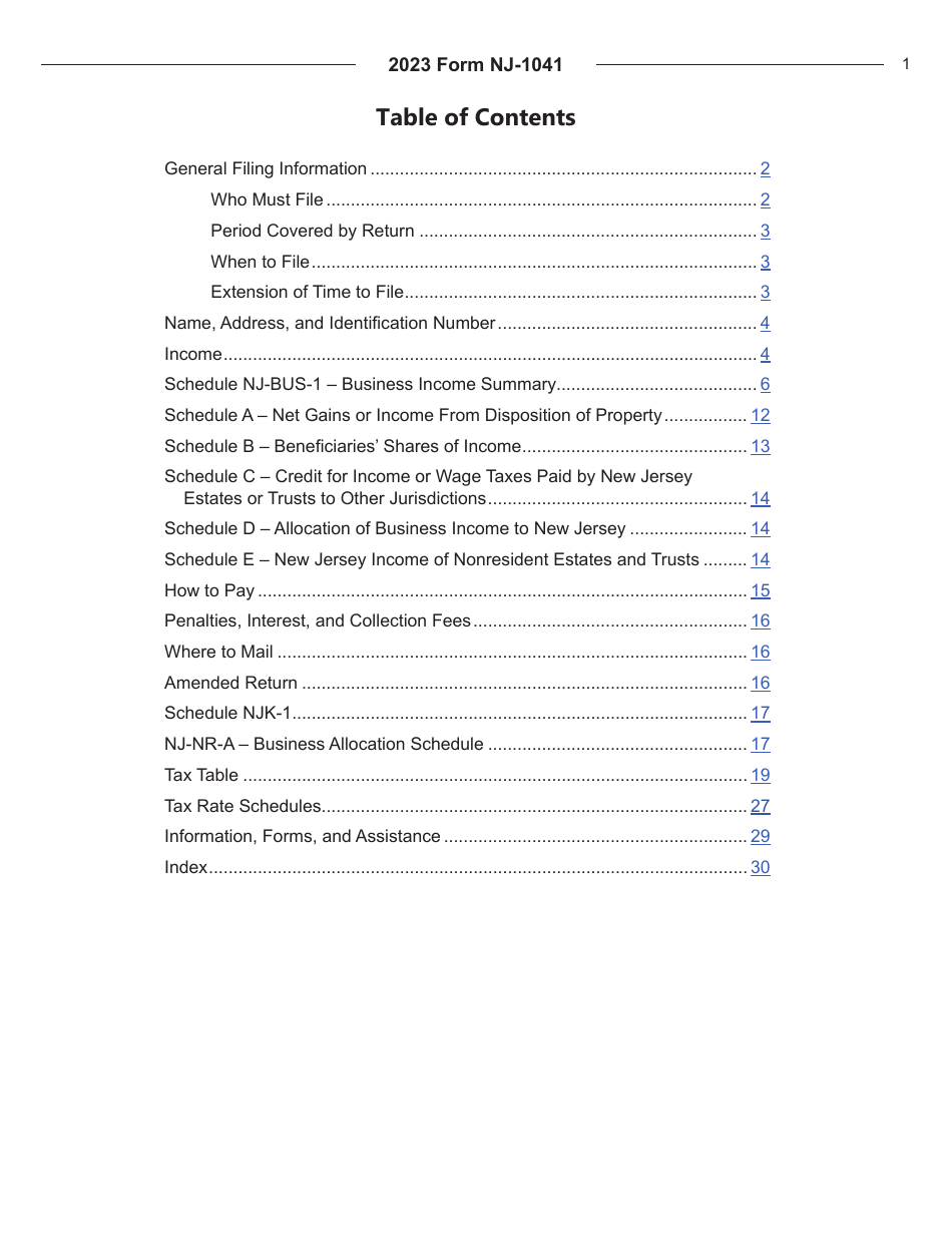 Download Instructions for Form NJ 1041 New Jersey Income Tax Fiduciary