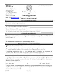 Document preview: Form 632 Certificate of Conversion of a Corporation Converting to a Limited Liability Company - Texas