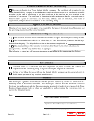 Form 632 Certificate of Conversion of a Corporation Converting to a Limited Liability Company - Texas, Page 2