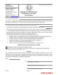 Document preview: Form 801 Application for Reinstatement and Request to Set Aside Tax Forfeiture - Texas