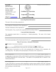 Form 633 Certificate of Conversion of a Corporation Converting to a Limited Partnership - Texas