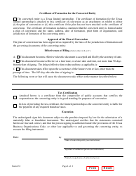 Form 633 Certificate of Conversion of a Corporation Converting to a Limited Partnership - Texas, Page 2