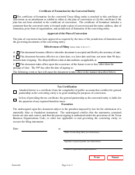 Form 646 Certificate of Conversion of a Texas General Partnership Converting to a Texas Filing Entity - Texas, Page 2
