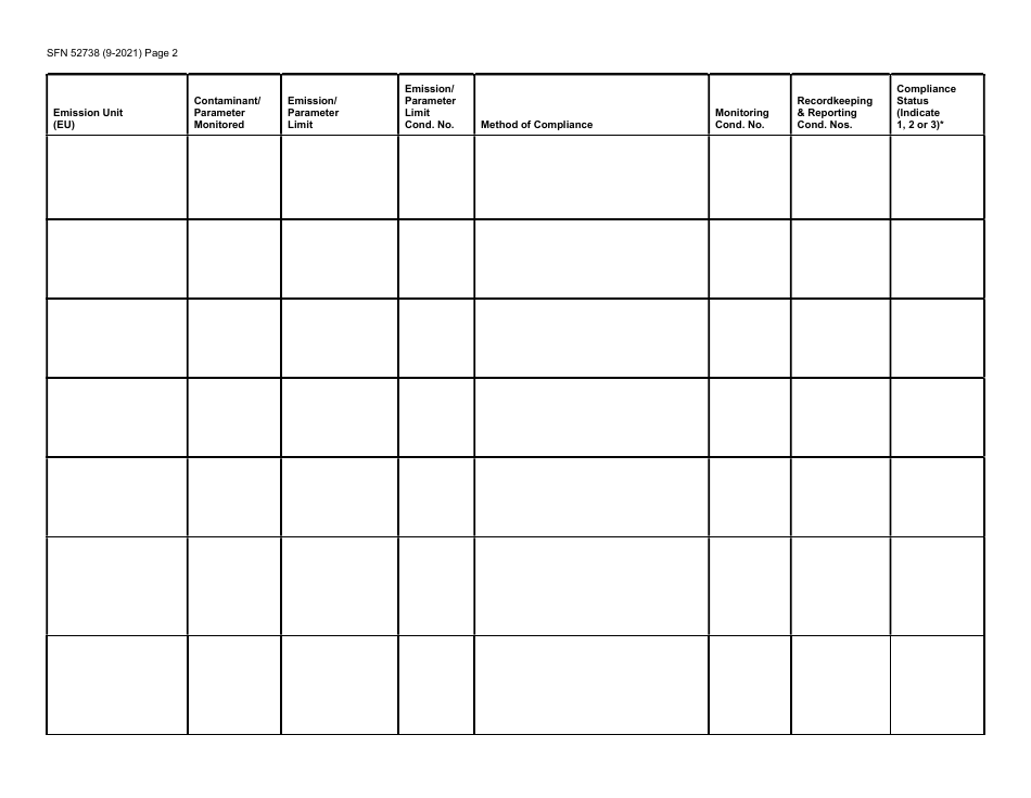 Form SFN52738 Title V Annual Compliance Certification Report - North Dakota, Page 2