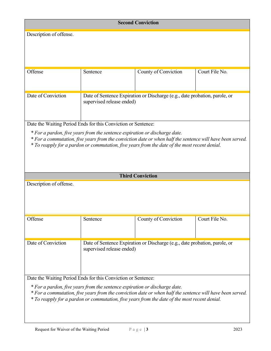 Request for Waiver of the Waiting Period - Minnesota, Page 3