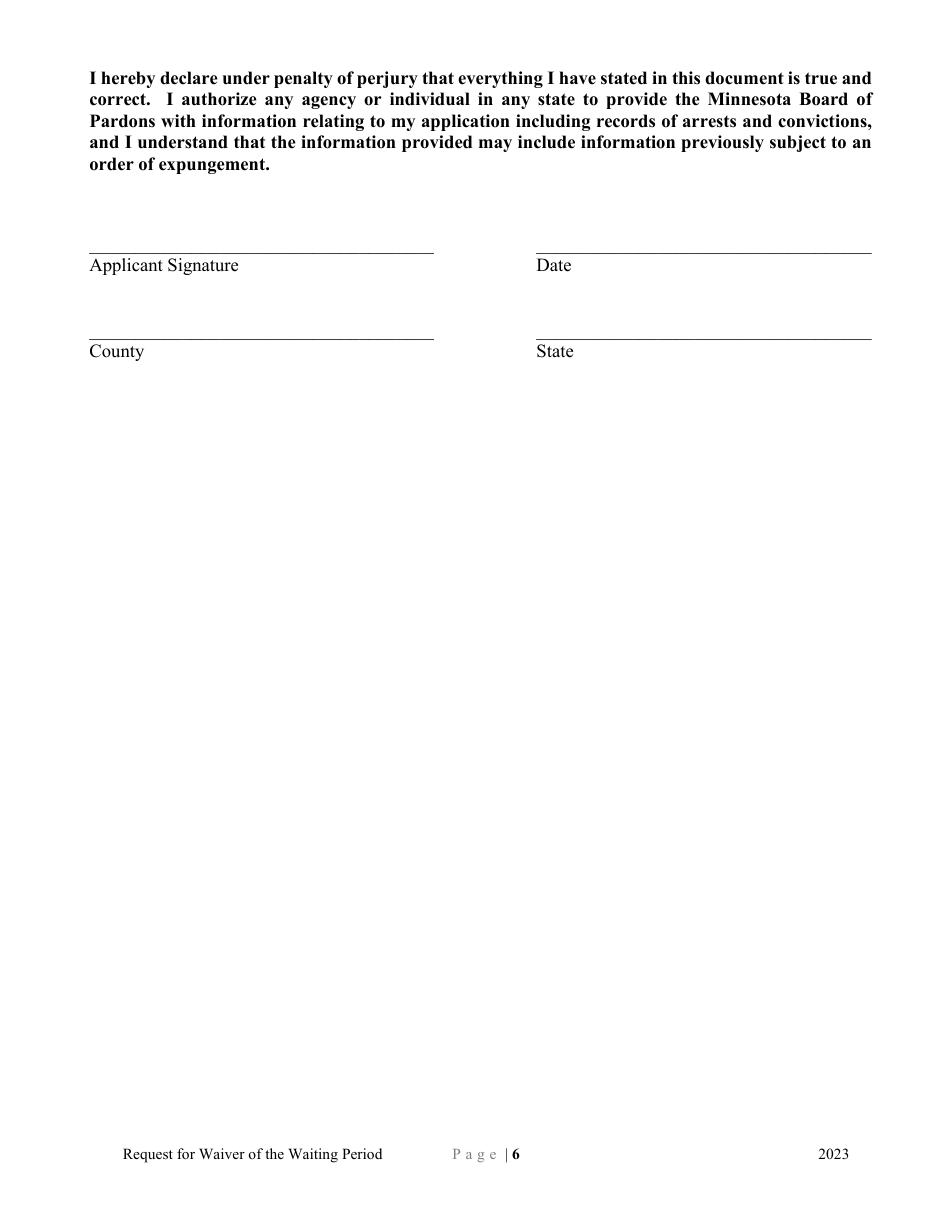 Request for Waiver of the Waiting Period - Minnesota, Page 6