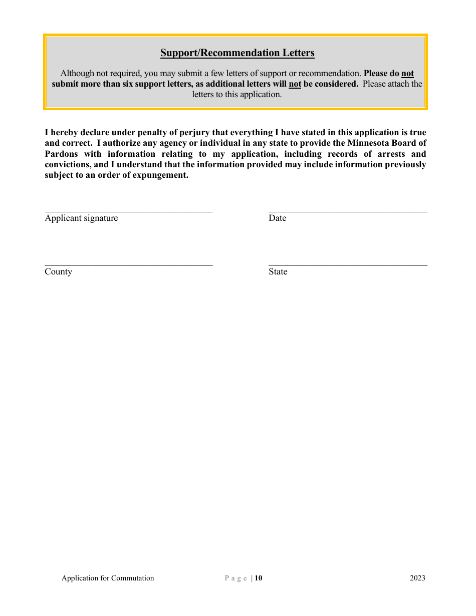Application for Commutation - Minnesota, Page 10