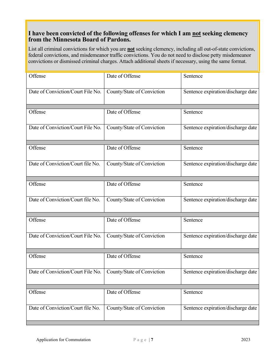 Application for Commutation - Minnesota, Page 7