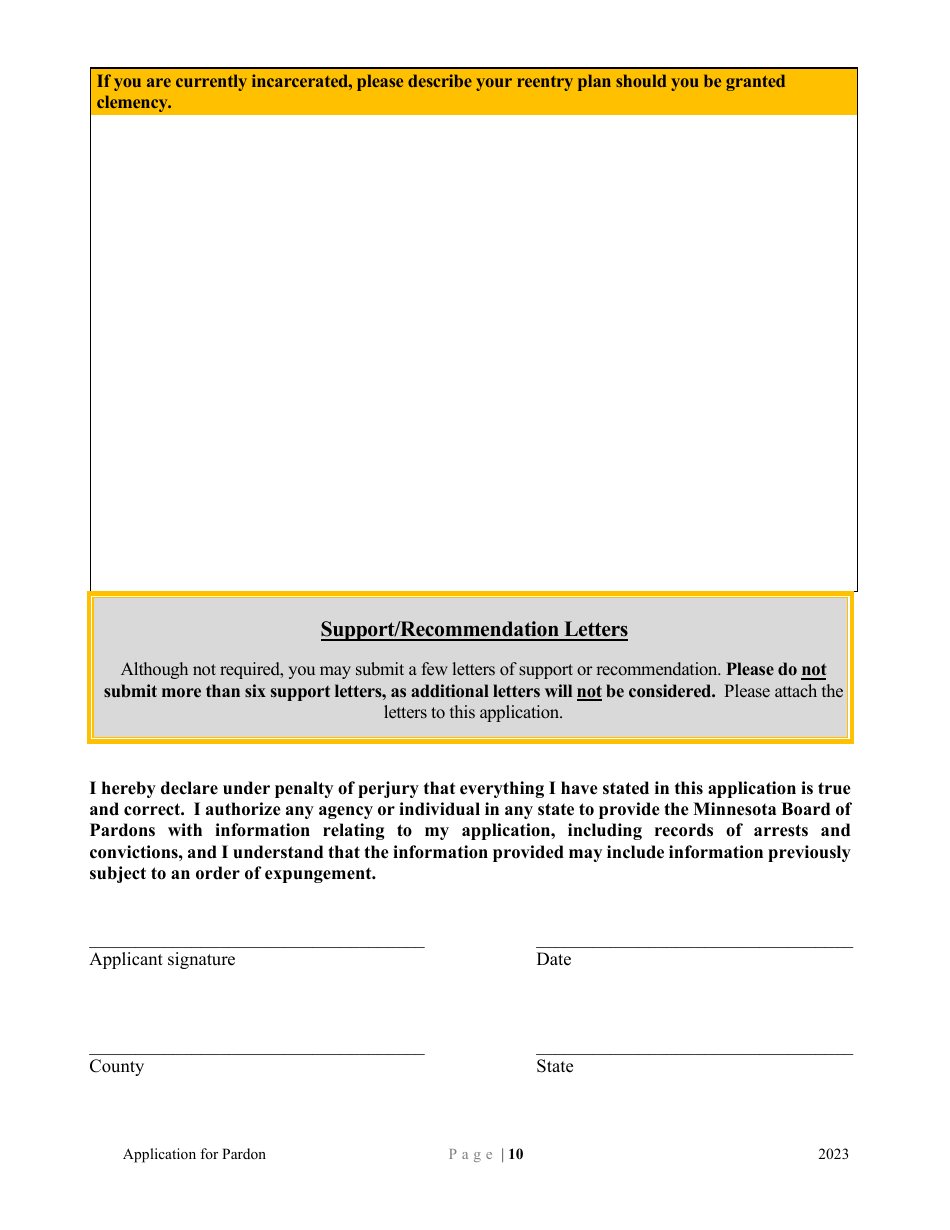 Application for Pardon - Minnesota, Page 10