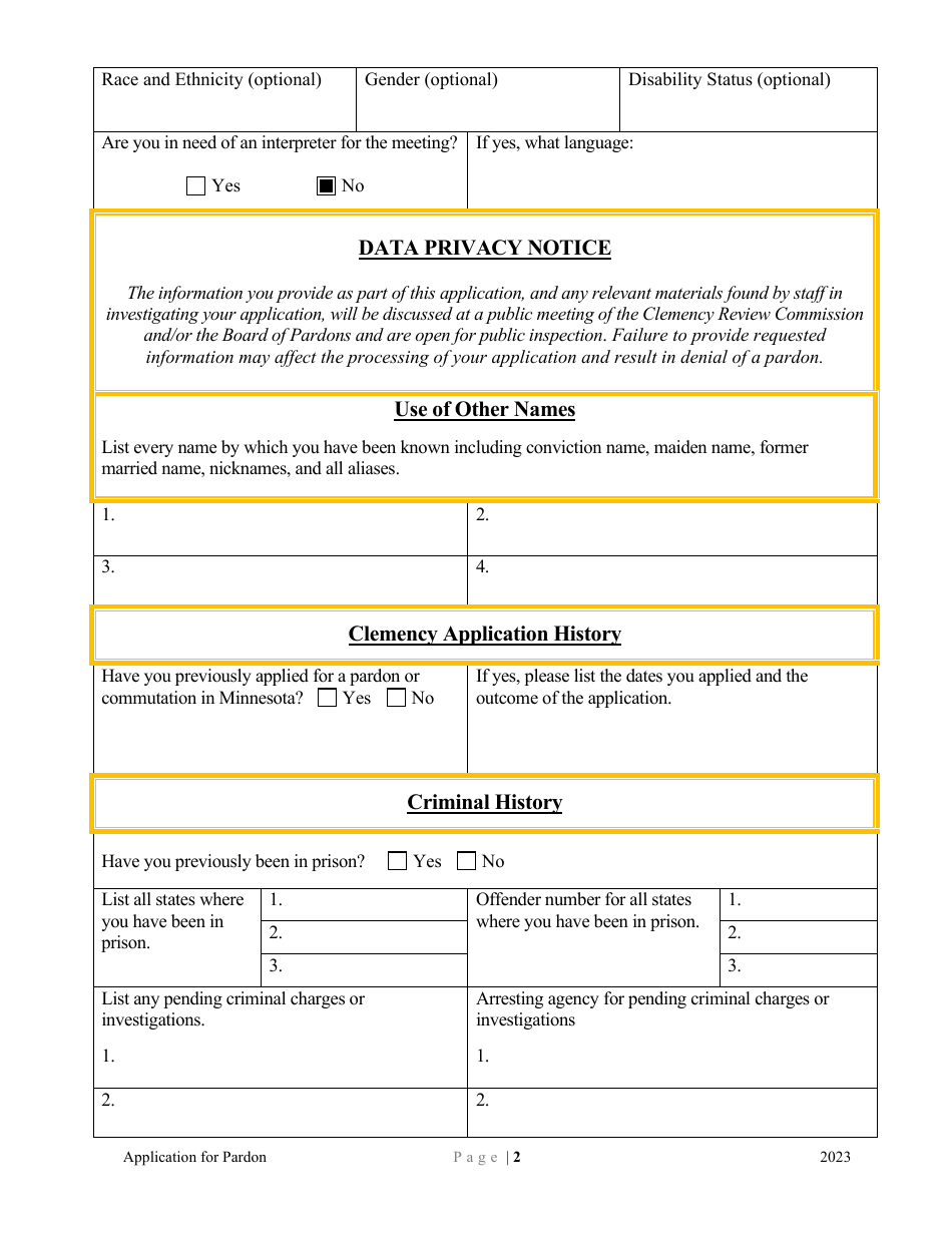 Minnesota Application For Pardon Fill Out Sign Online And Download Pdf Templateroller 1387