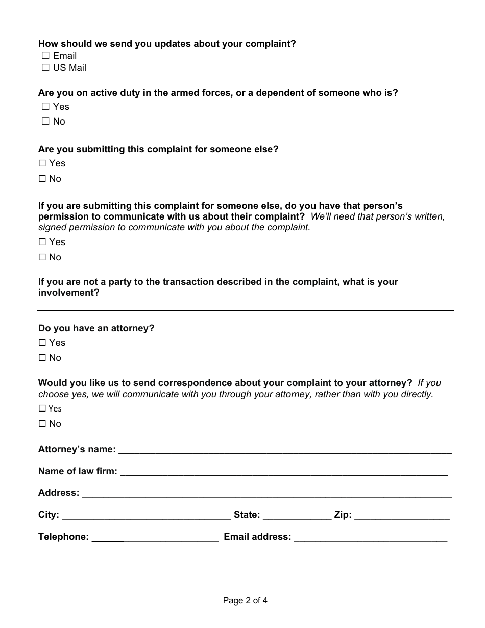 Money Transmitter, Currency Exchanger, or Virtual Currency Complaint - Washington, Page 2