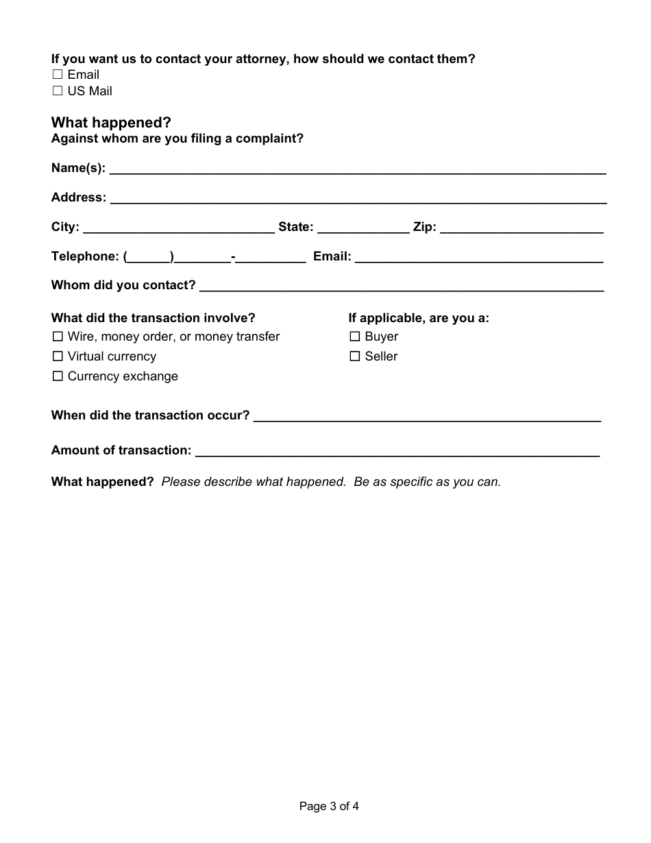 Money Transmitter, Currency Exchanger, or Virtual Currency Complaint - Washington, Page 3