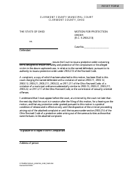 Document preview: Motion for Protection Order - Clermont County, Ohio