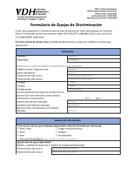 Formulario 01.01.150 Formulario De Quejas De Discriminacion - Virginia (Spanish)