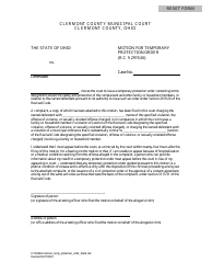 Document preview: Motion for Temporary Protection Order - Clermont County, Ohio