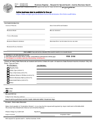 Document preview: Form 603 Business Registry - Request for Special Search - Inactive Business Search - Oregon