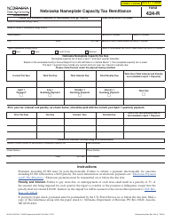 Document preview: Form 424-R Nebraska Nameplate Capacity Tax Remittance - Nebraska