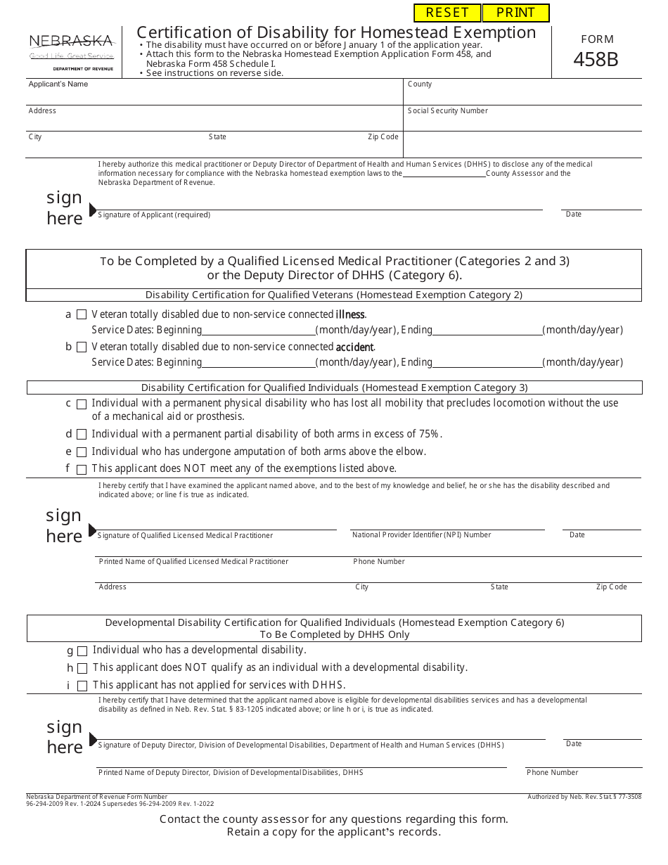 Form 458B Download Fillable PDF or Fill Online Certification of