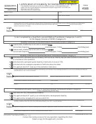 Form 458B Certification of Disability for Homestead Exemption - Nebraska