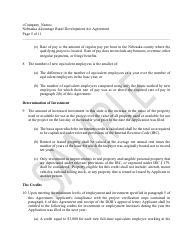 Nebraska Advantage Rural Development Act Agreement - Level 1 or Level 2 - Sample - Nebraska, Page 5