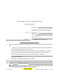Document preview: Form 3F-P-303 Temporary Restraining Order - Hawaii