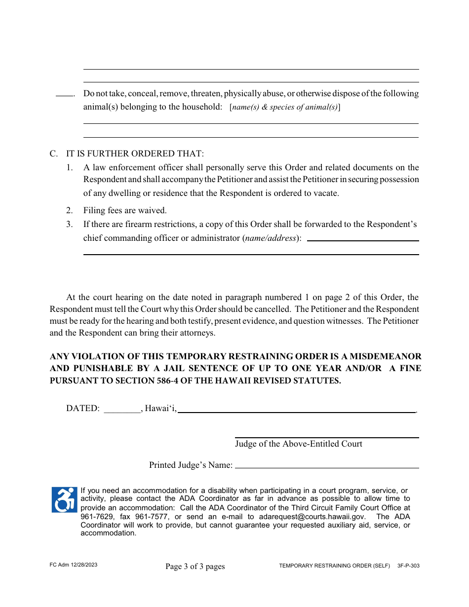 Form 3F-P-303 Download Fillable PDF Or Fill Online Temporary ...