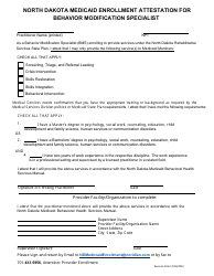 Document preview: Medicaid Enrollment Attestation for Behavior Modification Specialist - North Dakota