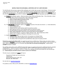 Form SFN8140 Request for Certified Copy of a Birth Record - North Dakota, Page 2