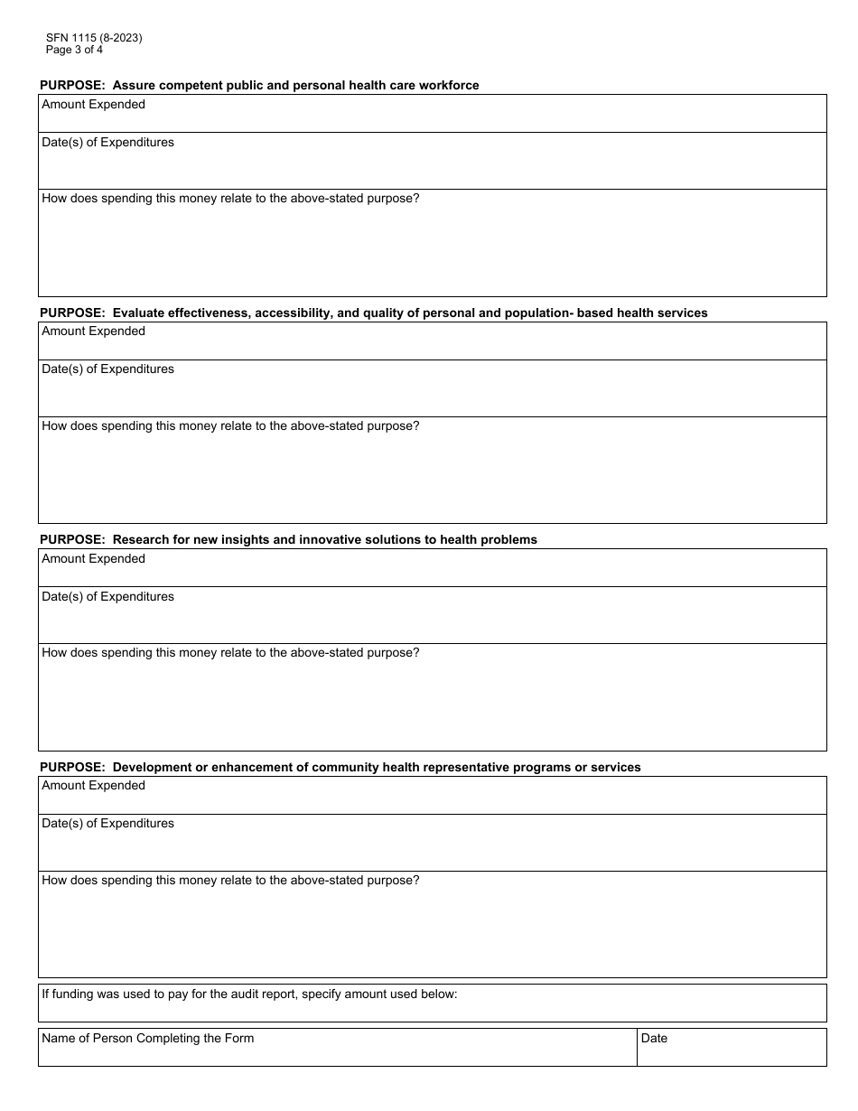Form SFN1115 North Dakota Medicaid Tribal Care Coordination Fund Annual Report - North Dakota, Page 3