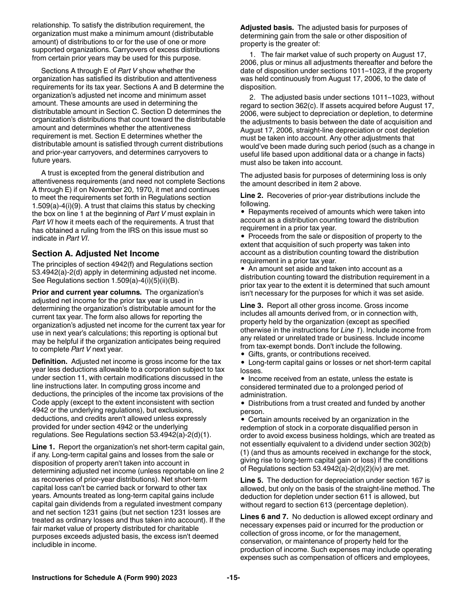 Instructions for IRS Form 990, 990-EZ Schedule A Public Charity Status and Public Support, Page 15