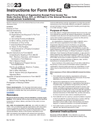Document preview: Instructions for IRS Form 990-EZ Short Form Return of Organization Exempt From Income Tax, 2023