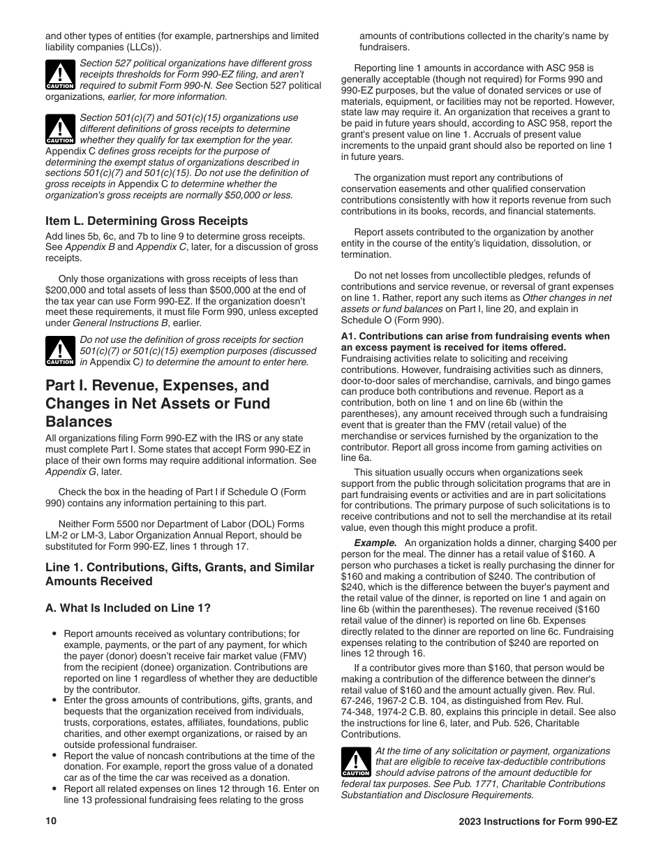 Instructions for IRS Form 990-EZ Short Form Return of Organization Exempt From Income Tax, Page 10