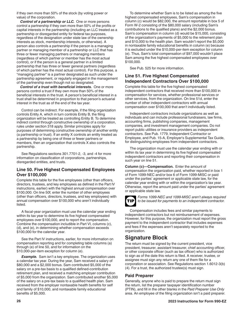 Instructions for IRS Form 990-EZ Short Form Return of Organization Exempt From Income Tax, Page 26