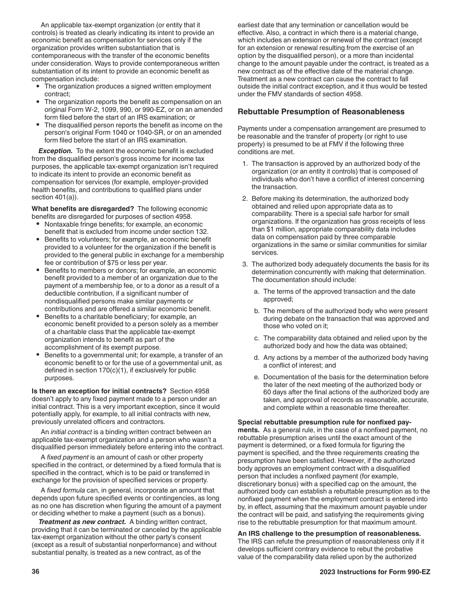 Instructions for IRS Form 990-EZ Short Form Return of Organization Exempt From Income Tax, Page 36