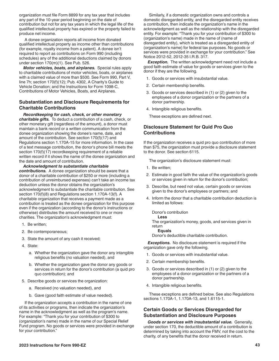 Instructions for IRS Form 990-EZ Short Form Return of Organization Exempt From Income Tax, Page 43