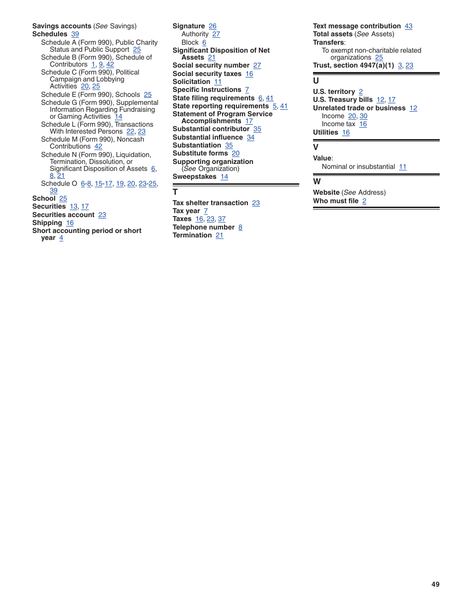 Instructions for IRS Form 990-EZ Short Form Return of Organization Exempt From Income Tax, Page 49
