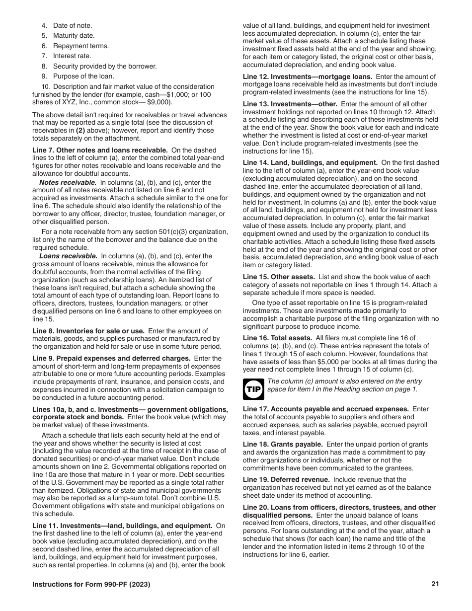 Instructions for IRS Form 990-PF Return of Private Foundation or Section 4947(A)(1) Nonexempt Charitable Trust Treated as a Private Foundation, Page 21
