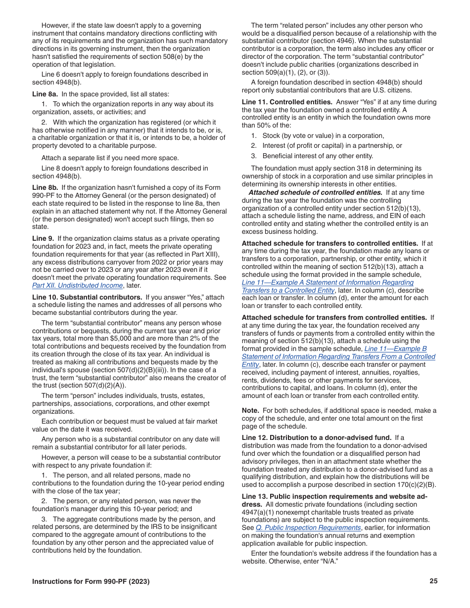 Instructions for IRS Form 990-PF Return of Private Foundation or Section 4947(A)(1) Nonexempt Charitable Trust Treated as a Private Foundation, Page 25