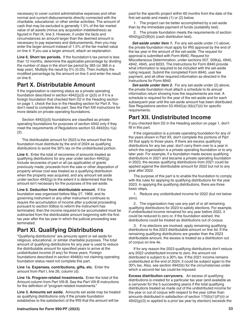 Instructions for IRS Form 990-PF Return of Private Foundation or Section 4947(A)(1) Nonexempt Charitable Trust Treated as a Private Foundation, Page 33