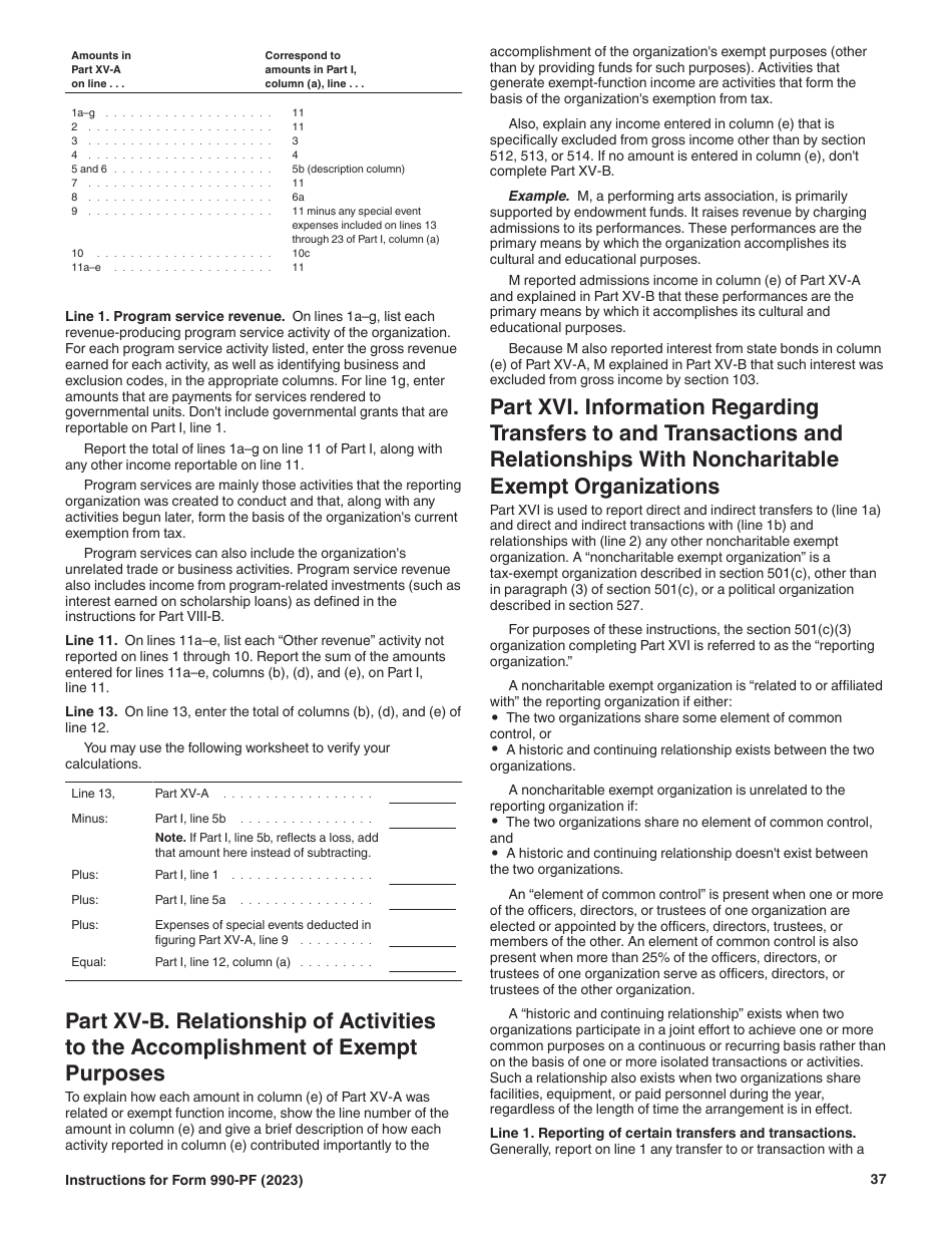 Instructions for IRS Form 990-PF Return of Private Foundation or Section 4947(A)(1) Nonexempt Charitable Trust Treated as a Private Foundation, Page 37
