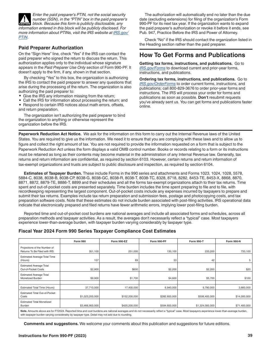 Instructions for IRS Form 990-PF Return of Private Foundation or Section 4947(A)(1) Nonexempt Charitable Trust Treated as a Private Foundation, Page 39