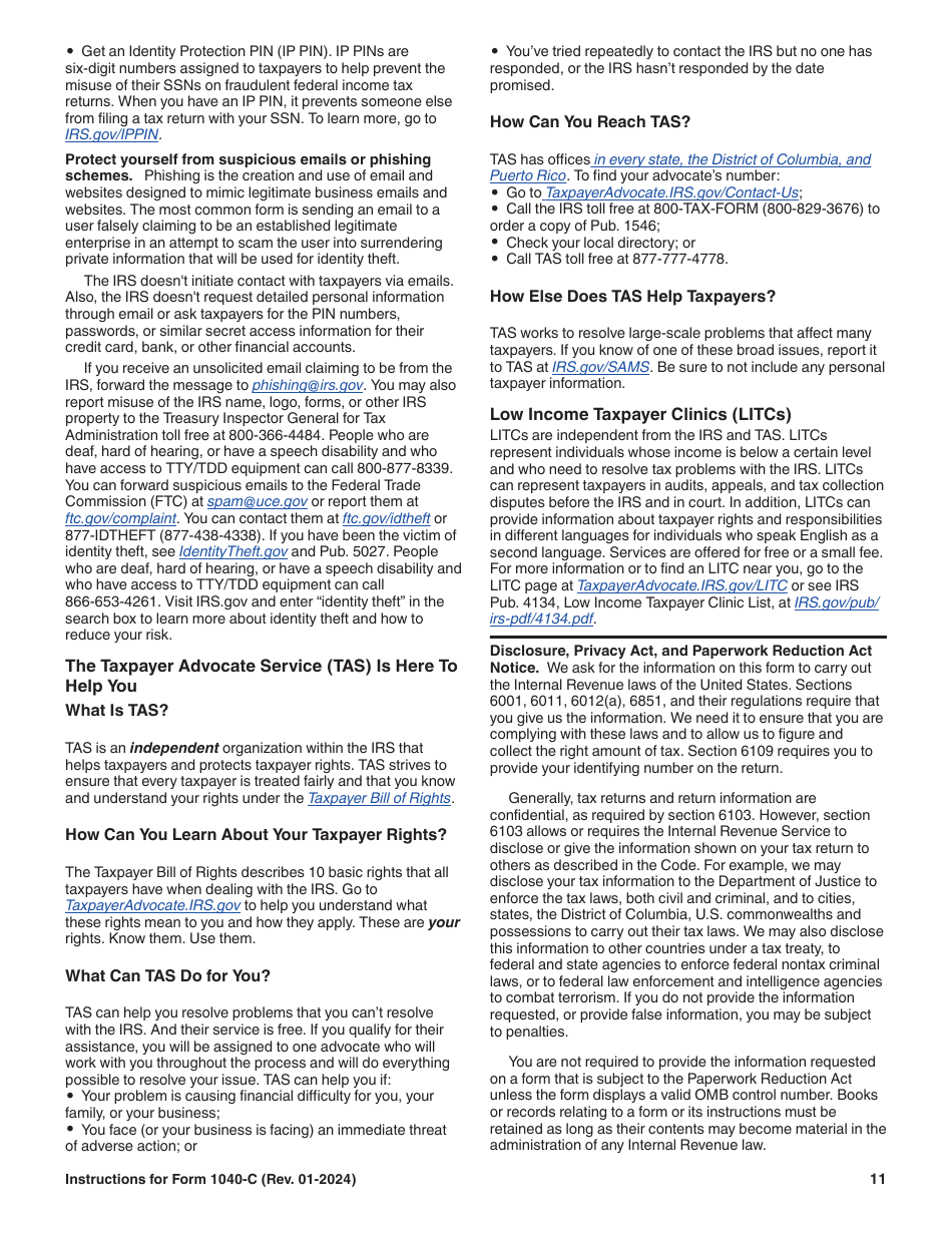 Instructions for IRS Form 1040-C U.S. Departing Alien Income Tax Return, Page 11