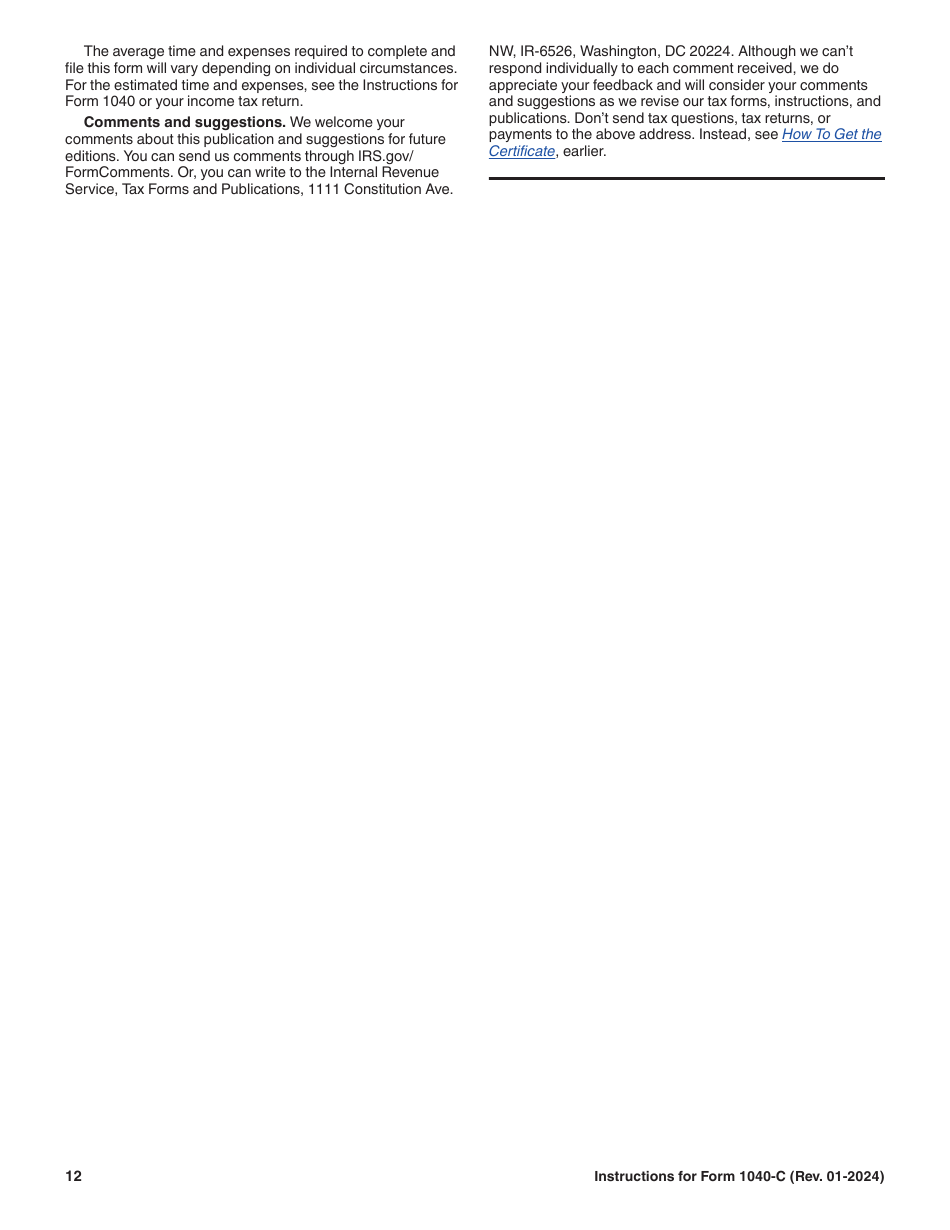 Instructions for IRS Form 1040-C U.S. Departing Alien Income Tax Return, Page 12