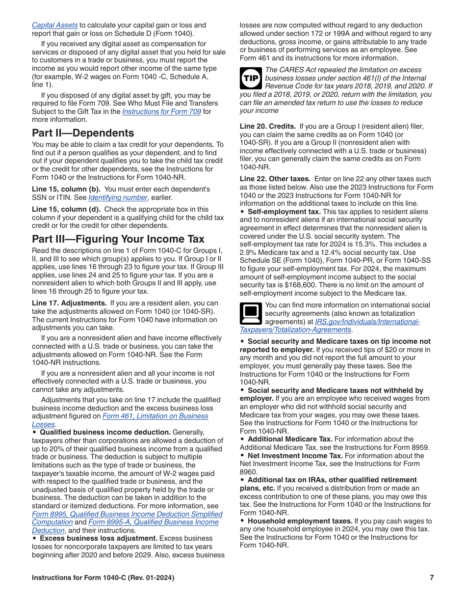 Instructions for IRS Form 1040-C U.S. Departing Alien Income Tax Return, Page 7