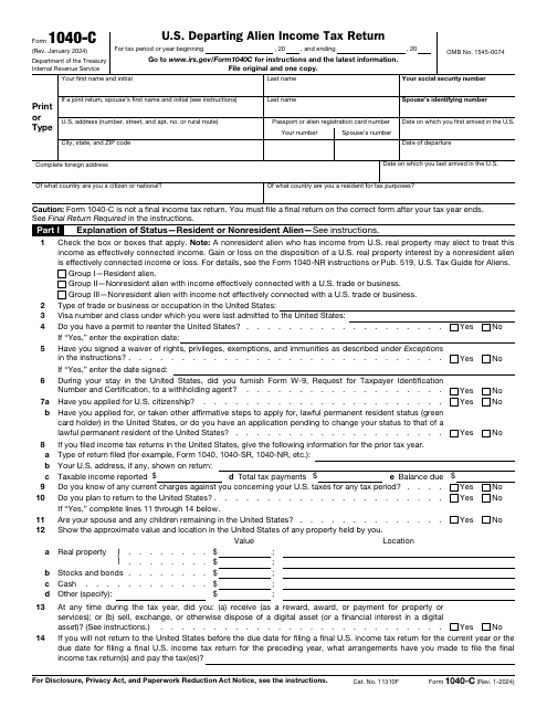 IRS Form 1040-C  Printable Pdf